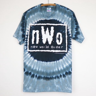 1998 NWO ใหม่ เสื้อยืดลําลอง แขนสั้น พิมพ์ลาย World Order 3D สีฟ้ามัดย้อม ไซซ์ XS-4XL