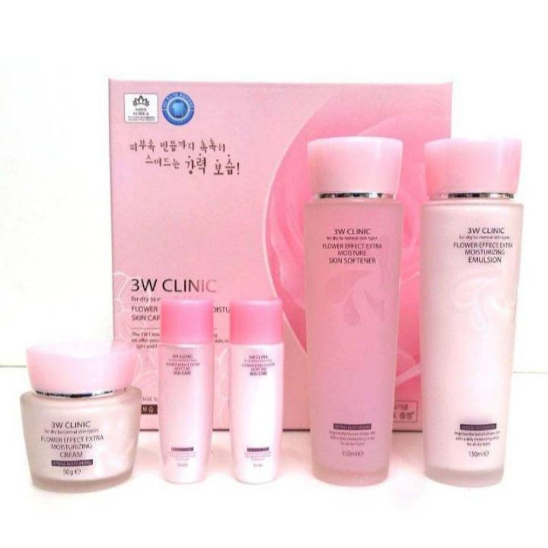 3W CLINIC Flower Effect Extra Moisturising Skin Care Set / Hyaluronic acid / Korea Cosmetics