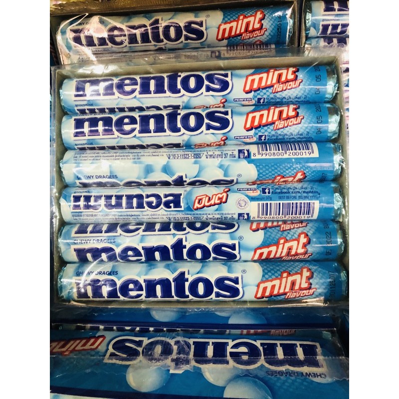 เมนทอส mentos ลูกอม ลูกอมเคี้ยว หนึบ (แบบกล่อง)ราคาพิเศษ139บาทมี12แท่ง😲
