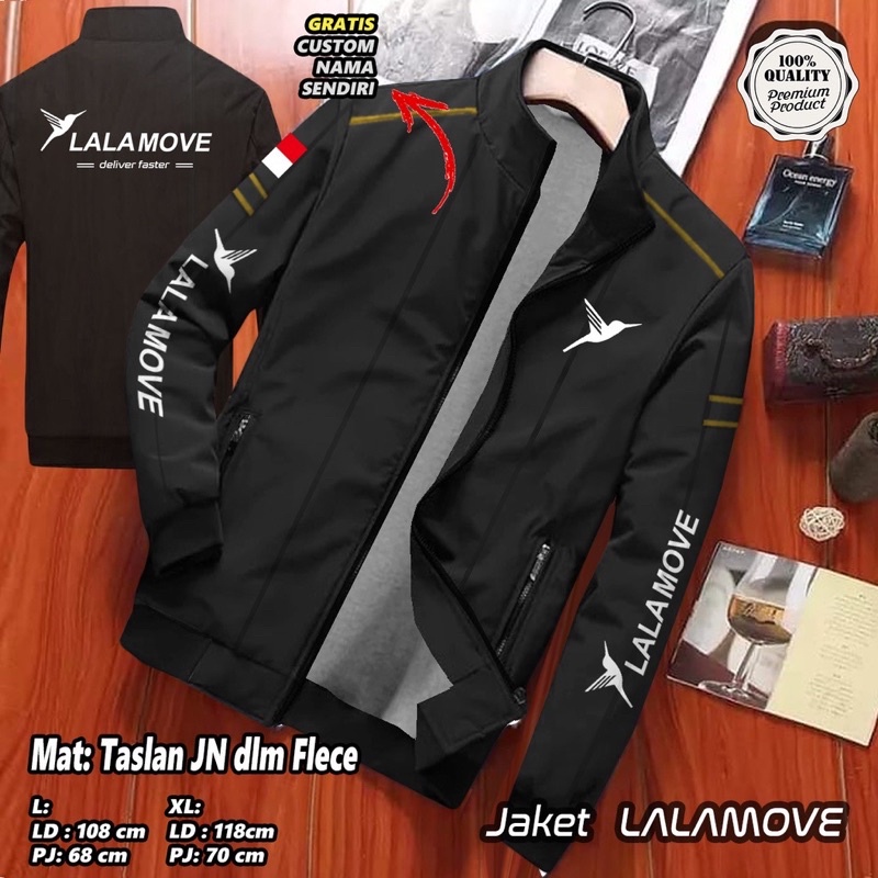 เสื้อแจ็คเก็ต Cool Lalamove, เสื้อแจ็คเก็ต Distro Zipper Men& 39;s ล่าสุด, การพิมพ์ตัวอักษรคนขับ Lal