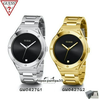 F.A าว่าแท้100% GUESS หน้าปัดเพชรช่วยเสริมการออกแบบตัวเรือนที่บางและสายนาฬิกาที่ไม่เหมือนใครได้อย่างง่ายดาย GW0427G1
