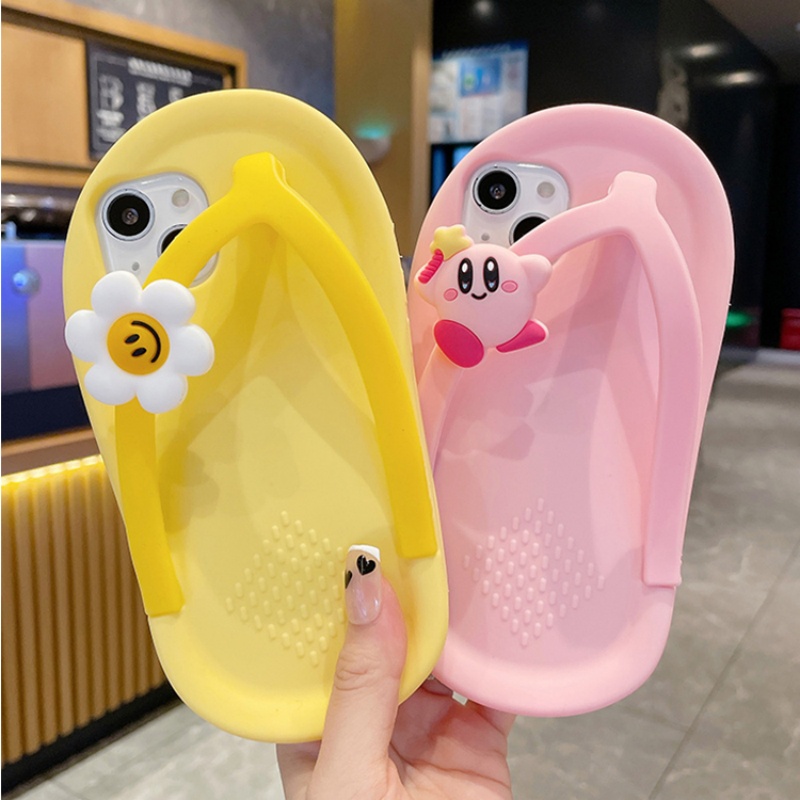 Cartoon เคส For OPPO A16 A15 A57 2022 A74 A54 5G A55 R17 R15 R15Pro R11S F11 F9 A9 A7 A5S A3S A12 A12E การ์ตูน เคสมือถือ Kirby Daisy Flip-flops Soft Silicone Case