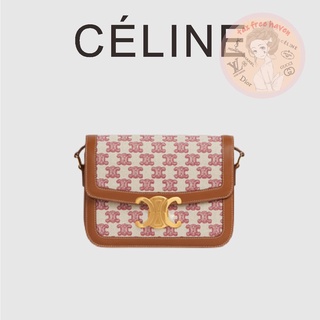 Shopee ลดราคา 🔥 ของแท้ 100% 🎁Celine Brand New TEEN TRIOMPHE TRIOMPHE ผ้าปักและกระเป๋าถือหนังวัว