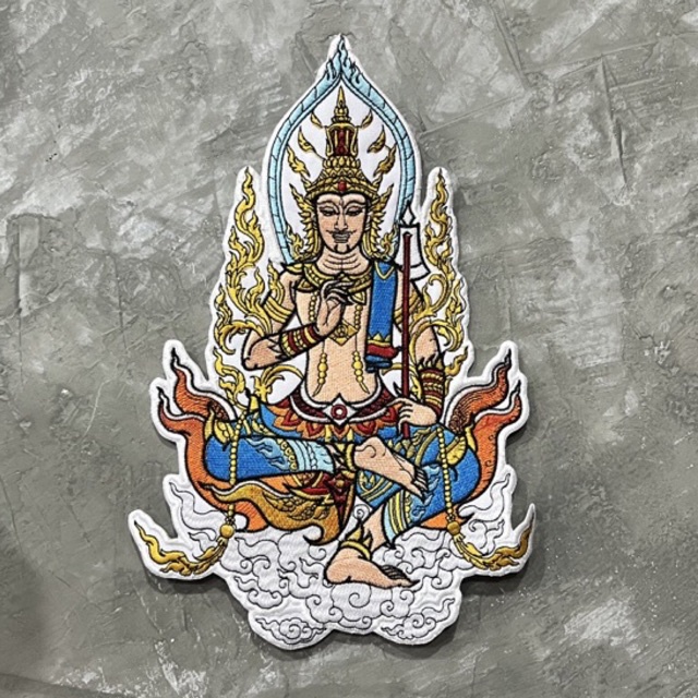 อาร์มเย็บติด พระวิษณุกรรมลงสี ขนาดติดที่ด้านหลัง