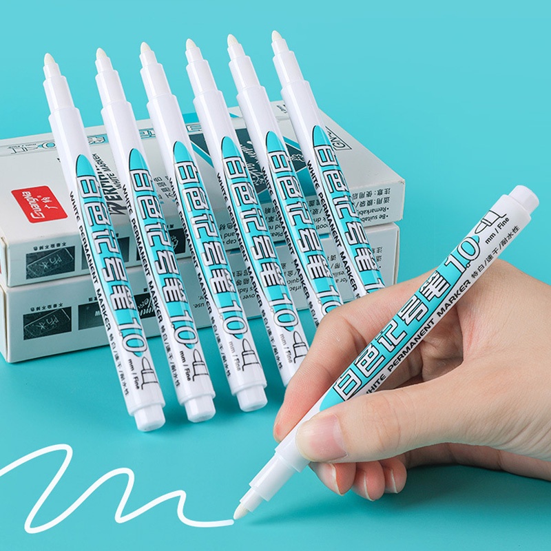 ปากกามาร์กเกอร์ แบบแห้งเร็ว กันน้ํา ขนาด 1.0 มม. สีขาว จํานวน 3 ชิ้น