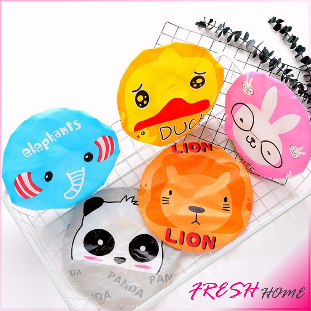 หมวกคลุมผมอาบน้ำ กันน้ำ ลายการ์ตูนน่ารัก   Shower Cap Kids - รูปที่ 5