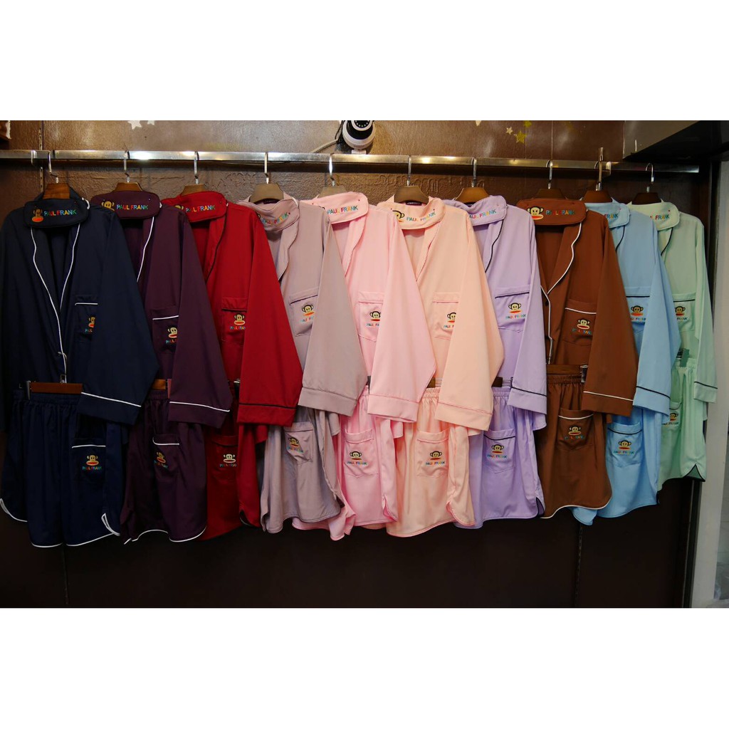 p-ชุดเซต ผ้าไหมอิตาลี่ เสื้อแขนยาว + กางเกง + ผ้าปิดตา กระเป๋าปัก PAUL FRANK  ปิดตา   Goognight