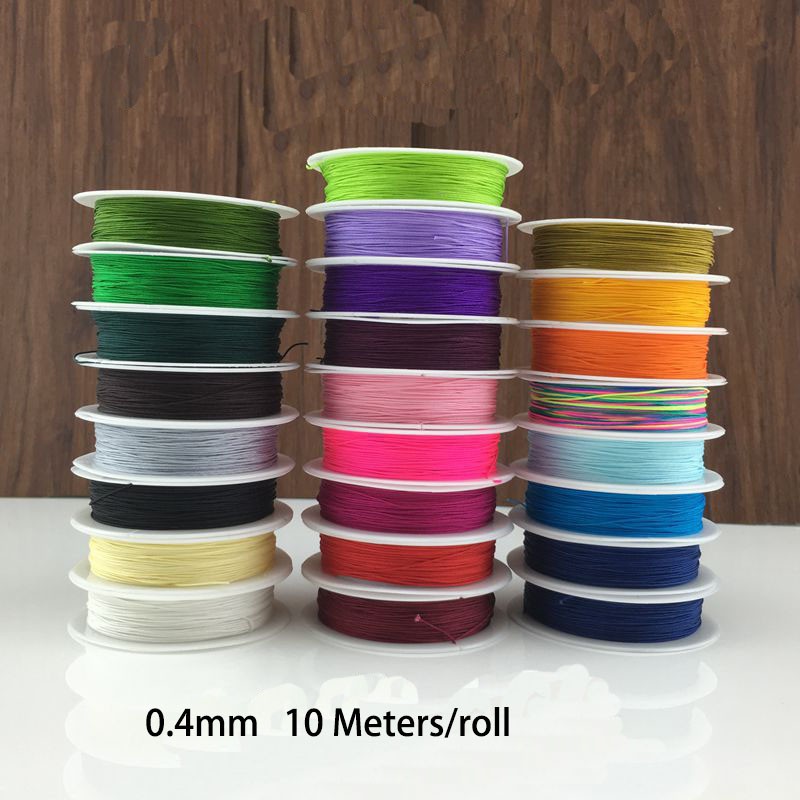 0.4 มม.10 M/ม้วน Knot ไนลอนประดับด้วยลูกปัดสายไฟด้าย DIY เครื่องประดับหัตถกรรมทํา Macrame เชือก