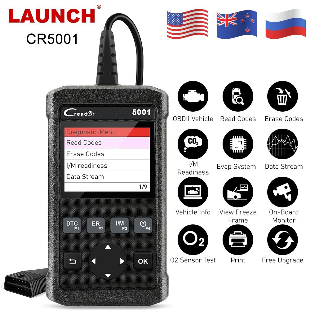 LAUNCH OBD2 เครื่องสแกนเนอร์รถยนต์ CR5001 OBD เครื่องมือวินิจฉัยรถยนต์ LAUNCH X431 OBD2 เครื่องยนต์ร