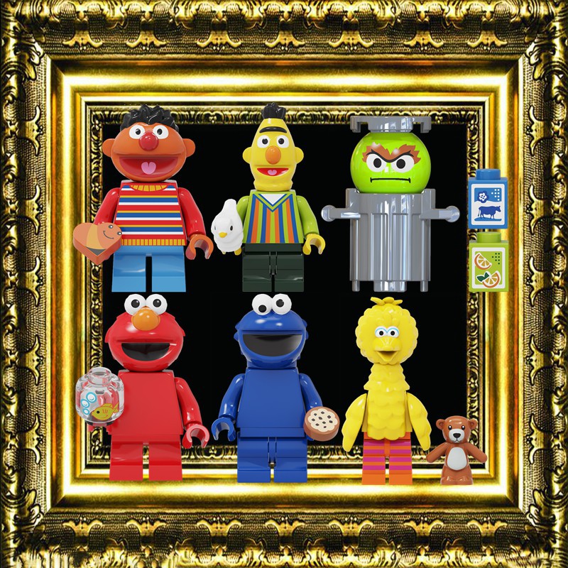 Sesame Street Emie Bert Big BirdElmo Cookie Monster Oscar the Grouch เข้ากันได้กับ Leging Minifigures Building Blocks ของเล่นสําหรับเด็ก ของขวัญวันเกิด