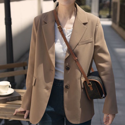 FOX`L blazer ผู้หญิง เสื้อสูท ใหม่ เสื้อสายเดี่ยวสีกากีเรียบง่ายสไตล์เกาหลีผู้หญิงเสื้อสูท เสื้อผ้าผู้หญิงไซส์ใหญ่