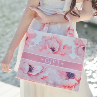 Peony Bags กระเป๋าผ้าปักชื่อ(สีชมพู)