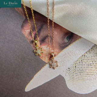Le Darin สร้อยคอเงินแท้925 จี้เกล็ดหิมะประดับด้วยเพชรเม็ดละเอียด ตัวเรือนชุบทองคำขาวเกรดพรีเมี่ยม เรียบหรู สไตล์เกาหลี