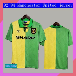 เสื้อกีฬาแขนสั้น ลายทีมฟุตบอล Manchester United เกรด AAA สไตล์เรโทร สําหรับผู้ชาย 92-94