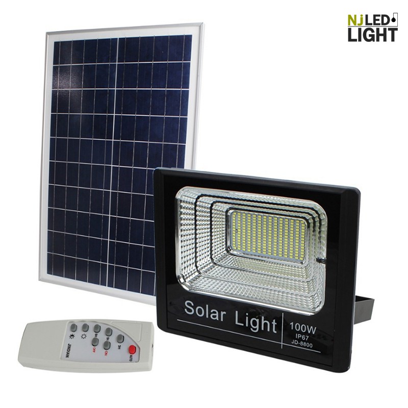 🚔ราคาพิเศษ+ส่งฟรี 💒NJLED LIGHT ไฟสปอตไลท์ ขนาด 100วัตต์ กันน้ำ IP67 ไฟ Solar Light Solar Cell JD-8800 ใช้พลังงานแสงอาทิตย์ โซลาเซลล์**8800 (100W) PVC 💒 มีเก็บปลายทาง