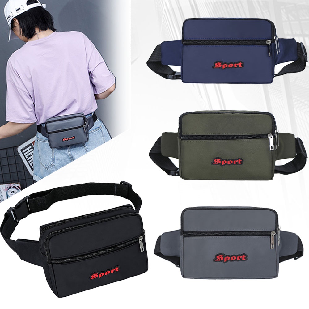 (W174)กระเป๋าคาดเอว3ซิป ผ้าไนล่อนลายsport bagdance