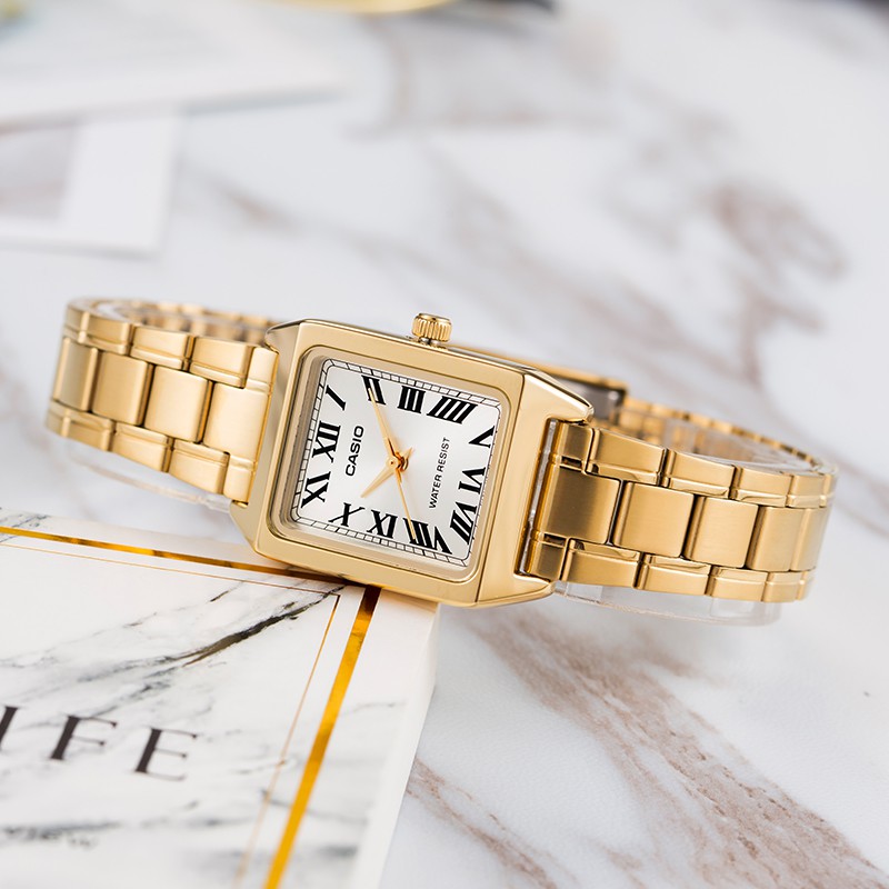 Casio แท้ศูนย์ 100% นาฬิกาข้อมือ ผู้หญิง รุ่น LTP-V007 Ltp-v007D LTP-V007G สายหนังแท้ (กล่องขาว) ประกันศูนย์ 1 ปี