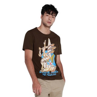 DAVIE JONES เสื้อยืดพิมพ์ลาย สีน้ำตาล Graphic Print T-Shirt in brown TB0071BR