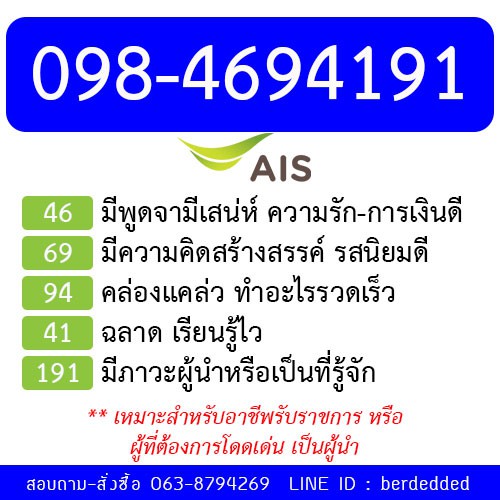 ซิม 12call เบอร์มงคล 098-4694191