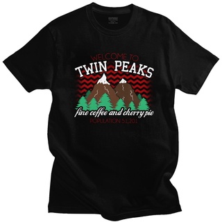 [S-5XL]เสื้อยืดแขนสั้น ผ้าฝ้ายแท้ พิมพ์ลาย Welcome To Twin Peaks สไตล์เรโทร สําหรับผู้ชาย