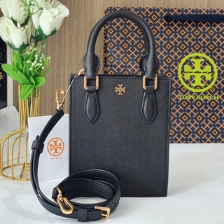 🎀 (สด-ผ่อน) กระเป๋า crossbody  สีดำ 82768 Tory Burch EMERSON MINI SHOPPER TOTE