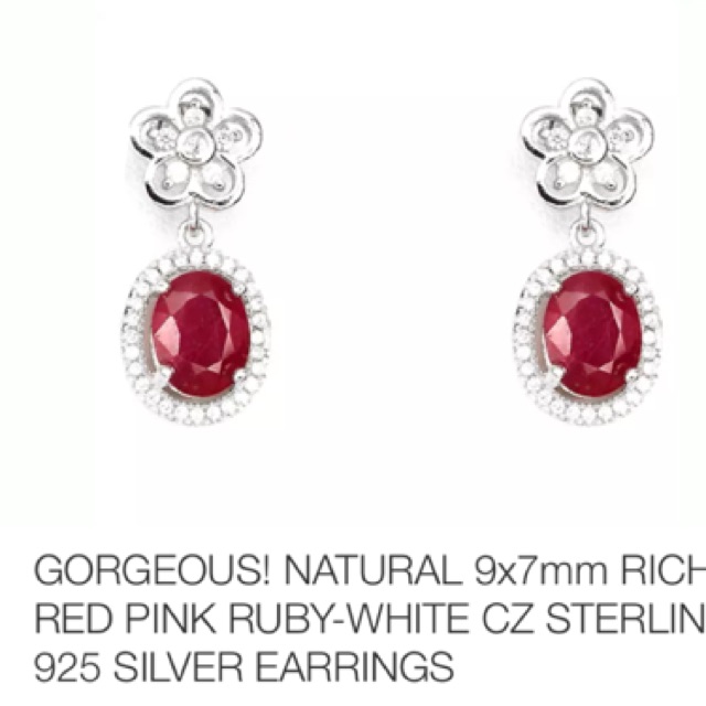 Red pink ruby earrings