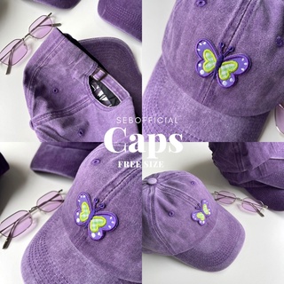 ꒰พร้อมส่ง꒱ Cap หมวกแก๊ป ลายปัก สีสดใส หมวกเบสบอล ผ้าออกฟอกนิดๆ ตรงตามรูป