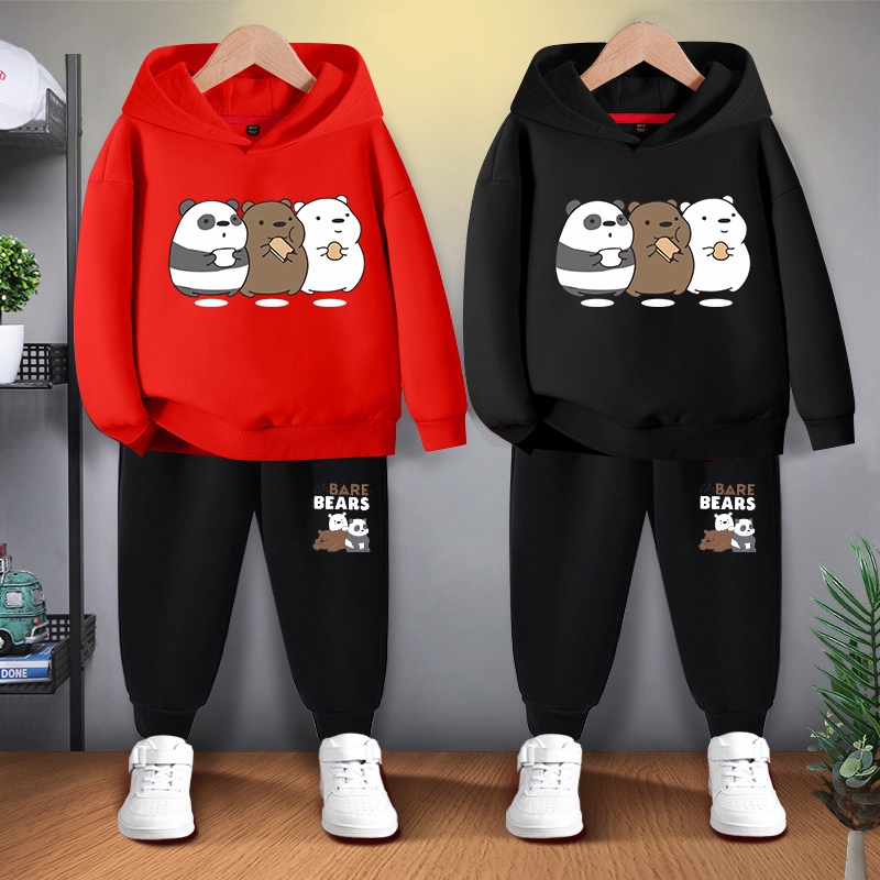 #E149+K04Bชุดเซ็ทเด็กเสื้อฮู้ด+กางเกงขายยาวได้ทั้งเด็กชายและเด็กหญิง ลายแฟชั่งสวยการ์ตูนน่ารัก