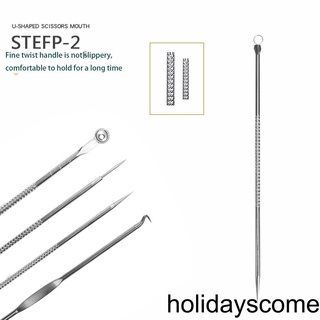 [HCLM] 4pcs Blackhead Remover Pimple Extractor Acne Whitehead Blemish Removal Kit Stainless Steel Clean Tool