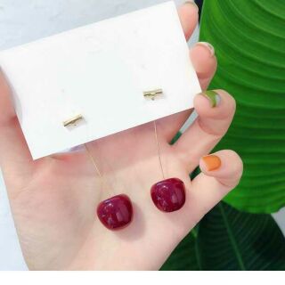 {พร้อมส่ง} ต่างหูเชอร์รี่สด🍒 (สีแดงไวน์/ม่วงเข้ม) ส่งฟรี!