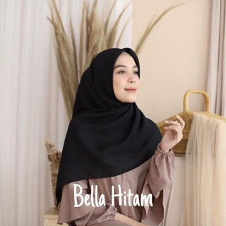 Jilbab Segiempat Polos Bella Square Pollycoton Hitam Kerudung Segi Empat Hijab Krudung Segi 4