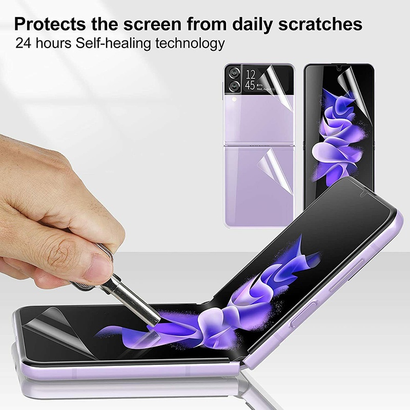 Soft Full Screen Protector สําหรับ Samsung Galaxy Z Flip 6 Flip 5 Flip 4 Flip 3 ด้านหน้าและด้านหลัง 
