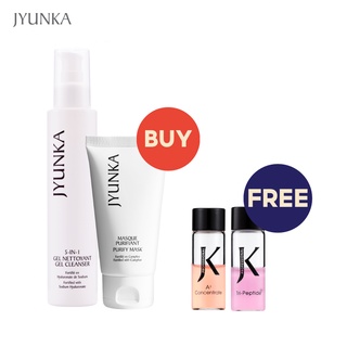 Jyunka 5 in 1 Gel Cleanser + Purify Mask [ฟรี A3 1 ขวด + Peptide Booster 1 ขวด]