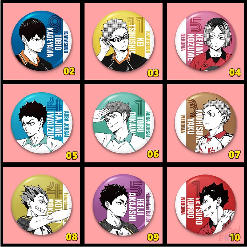 ◑ ป้ายดีบุกคอสเพลย์ ตัวละครอนิเมะ Haikyuu!! ◐ อุปกรณ์เสริมกระเป๋าเป้สะพายหลัง เข็มกลัด 58 มม. 1 ชิ้น (10 แบบ)