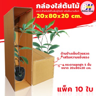 กล่องลูกฟูก 5 ชั้น 20.00x80.00x20.00cm (กล่องใส่ต้นไม้) (แพ็ค 10) กล่องกระดาษ กล่องกระดาษลูกฟูก ลังกระดาษ กล่องลัง