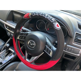 ลิขสิทธิ์แท้ คิดเดวิล หุ้มพวงมาลัย รถยนต์ ทำจากผ้า สีดำแดง 07 Kid Devil Car Steering Wheel Cover Black,Red Fabric