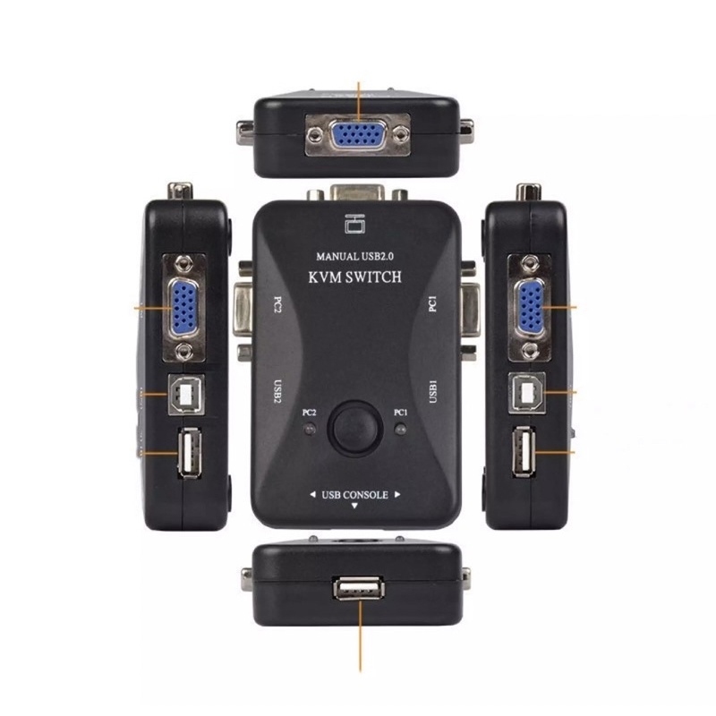 USB KVM Switcher Box VGA  2 Port USB 2.0 Kvm