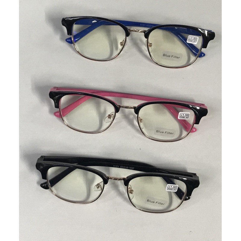 แว่นสายตายาว+150มีหลายสีให้เลือกเลนส์Bulefilter