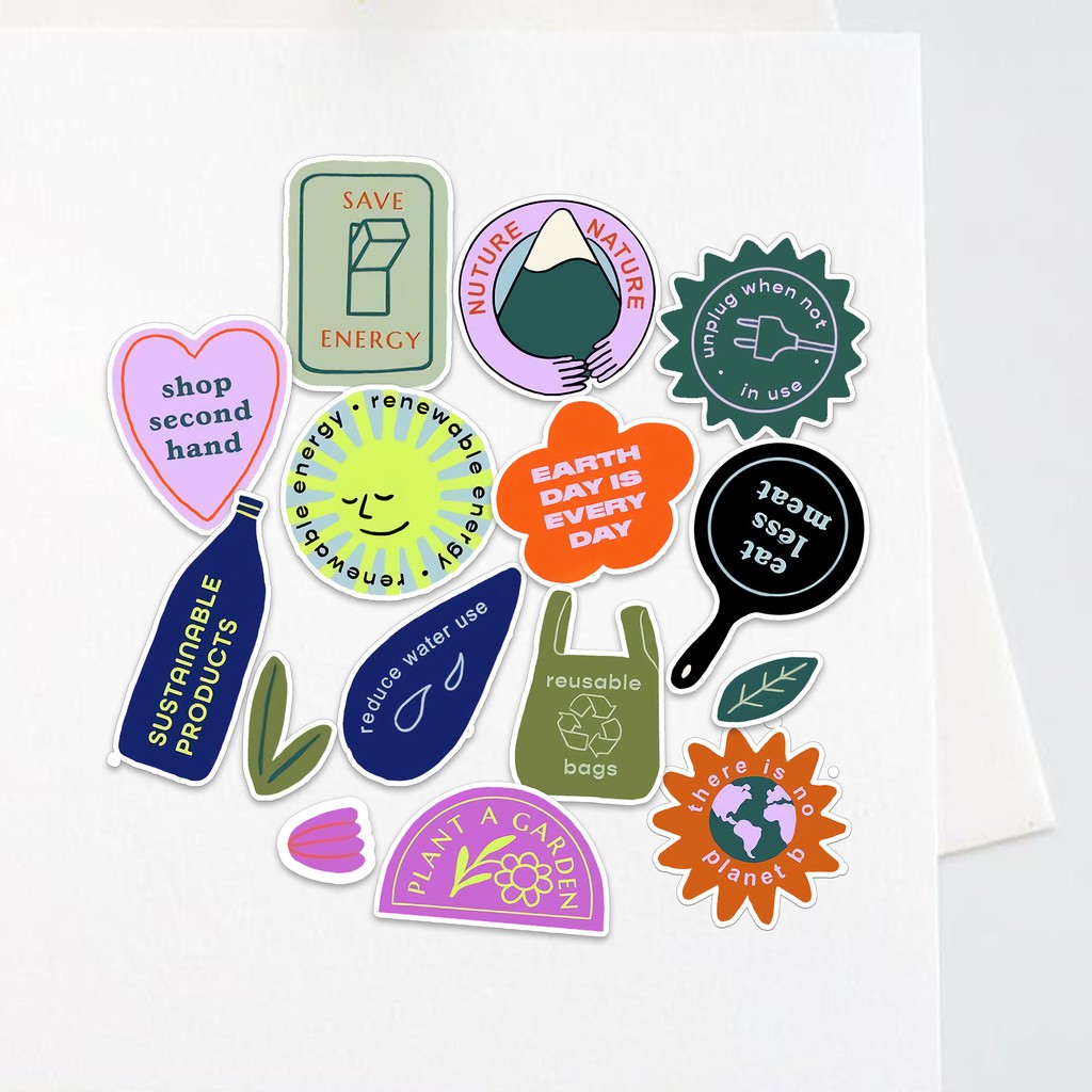 สติ๊กเกอร์ Zero Waste Aesthetics | สติกเกอร์แก้วน้ํากันน้ําสําหรับโทรศัพท์มือถือและแล็ปท็อป