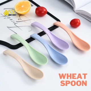 【พร้อมส่ง】Spoon ช้อน ช้อนฟางข้าวสาลี ช้อนอาหารเย็น ช้อนฟางข้าวสาลี บนโต๊ะอาหาร แบบพกพา ช้อนซุป ขนาดเล็ก ช้อนปรุงรส น้ําผึ้ง นม ไอศกรีม ช้อน 勺子 Wheat Straw Spoon Pink Purple Spoon Blue Green Beige White Spoon