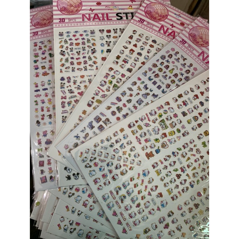 (ร้านไทย) สุดคุ้ม Big size! สติ๊กเกอร์ติดเล็บ ลายเจ้าหญิง คิตตี้ โฟรเซ่น Nail Sticker แผ่นติดเล็บเด็ก ทาเล็บเด็ก _