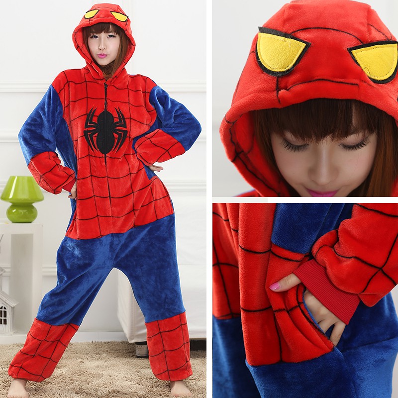 SPIDERMAN AVENGERS COSTUME ONESIE PAJAMA COSPLAY SLEEPWEAR