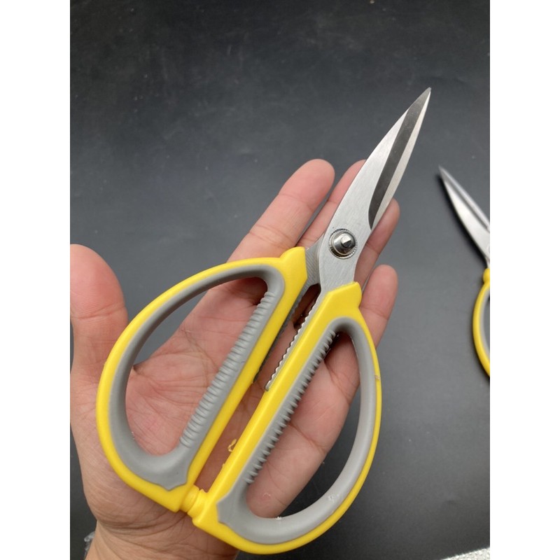 กรรไกรทำอาหาร อเนกประสงค์ สแตนเลส  3 in1 [yellow192] 19.5cm ด้ามจับถนัดมือ ไม่เจ็บมือ