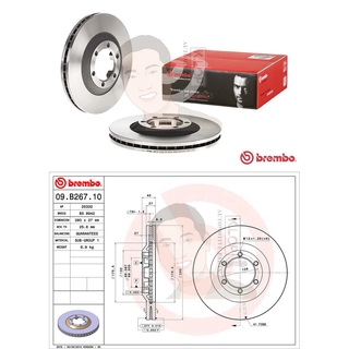 09 B267 10 จานเบรค ล้อ F (ยี่ห้อ BREMBO) รุ่น Std ISUZU D-Max Gold/Plat 4x4, All New 4x2, MU-7 ปี 2002,2008,2012