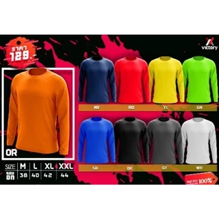 เสื้อกีฬาแขนยาว VICTORY ไมโคร เนื้อผ้าอย่างดี สีดำ L-014