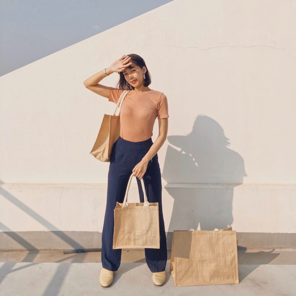 MUJI JUTE MY BAG กระเป๋ามูจิ กระเป๋าไปทะเล สาน ปอกระเจา รักษ์โลก ของแท้ จากมูจิ เป๋าสาน