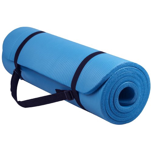 1//2-Inch Extra Thick High Density Exercise Yoga Mat with Carrying Strap-Blue