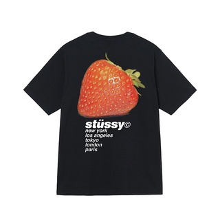 เสื้อยืดพิมพ์ลายแฟชั่น STUSSY เสื้อยืด ลายสตรอเบอร์รี่ สุดเท่