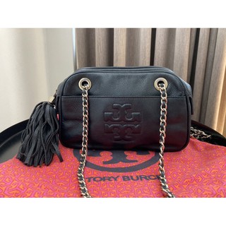 กระเป๋าสะพาย Tory Burch Thea Chain Leather Crossbody bag in Jasper สีดำ