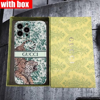 [พร้อมกล่อง] Gg ดอกไม้ เสือ สไตล์ย้อนยุค ขอบตรง จุดคลื่น เคส สําหรับ iphone 13 pro Max สไตล์ใหม่ 12 pro Max 11 X 6sp 7 8 plus XR Xs Max เคสโทรศัพท์ รูขุมขนละเอียด